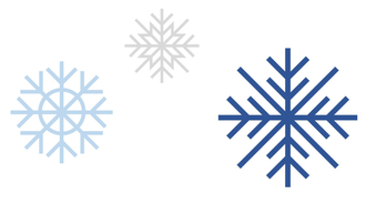 Illustration: 3 Snowflakes - Light Blue, Grey, Dark Blue